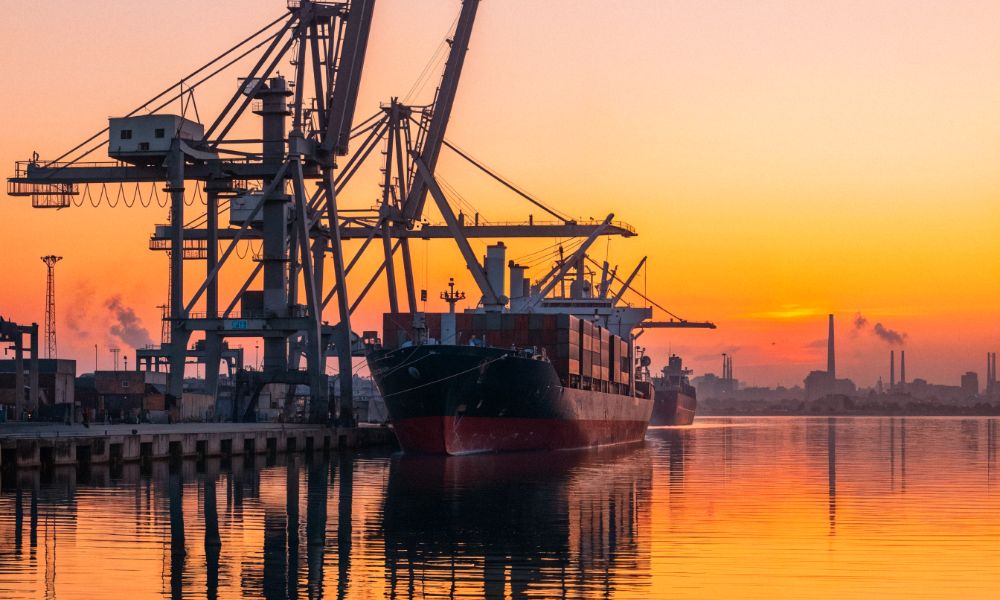 cargo-ship-port-with-cranes-sunset